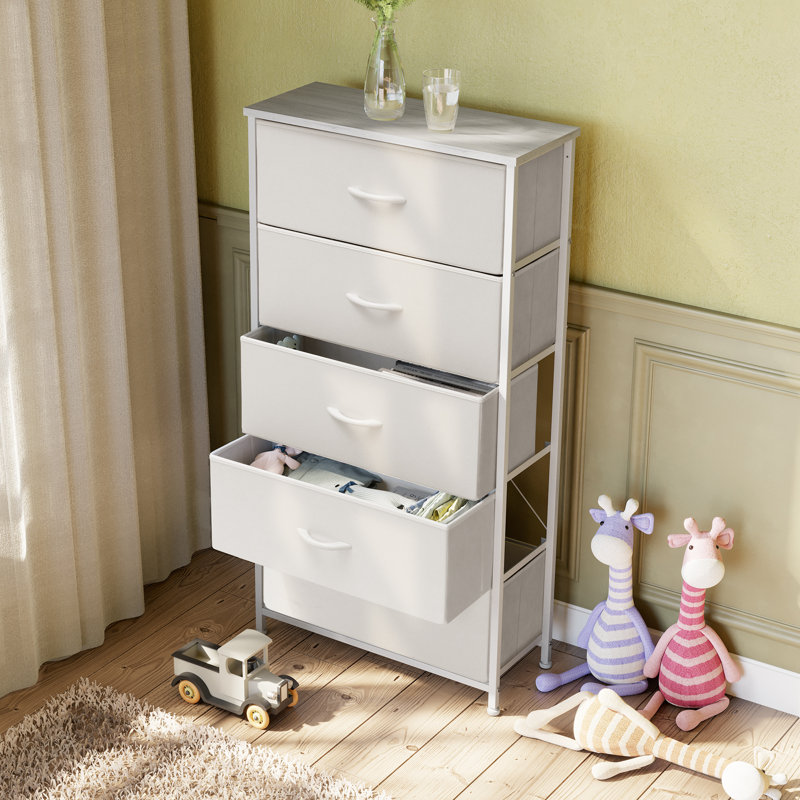 Commode pour femme à 5 tiroirs de 23,2 po Pinnix, blanc, Blanc