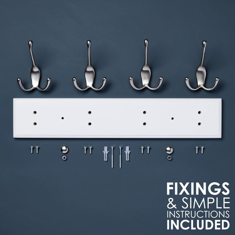Maryetta Metal Wall Wall Mounted Coat Rack, Silver/White