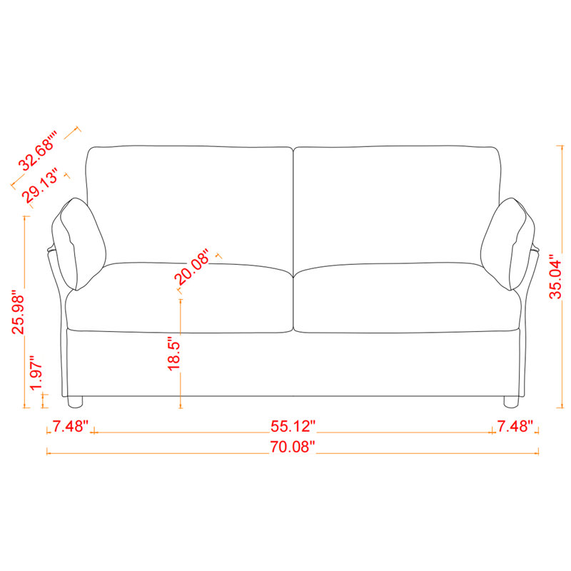 Lehew Fabric 70.05'' Reception Loveseat, Dark Gray