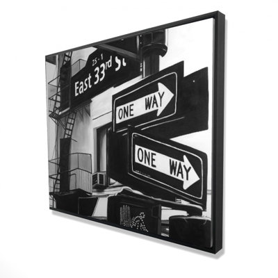 New York City Signs In Front Of An Appartment Print On Canvas