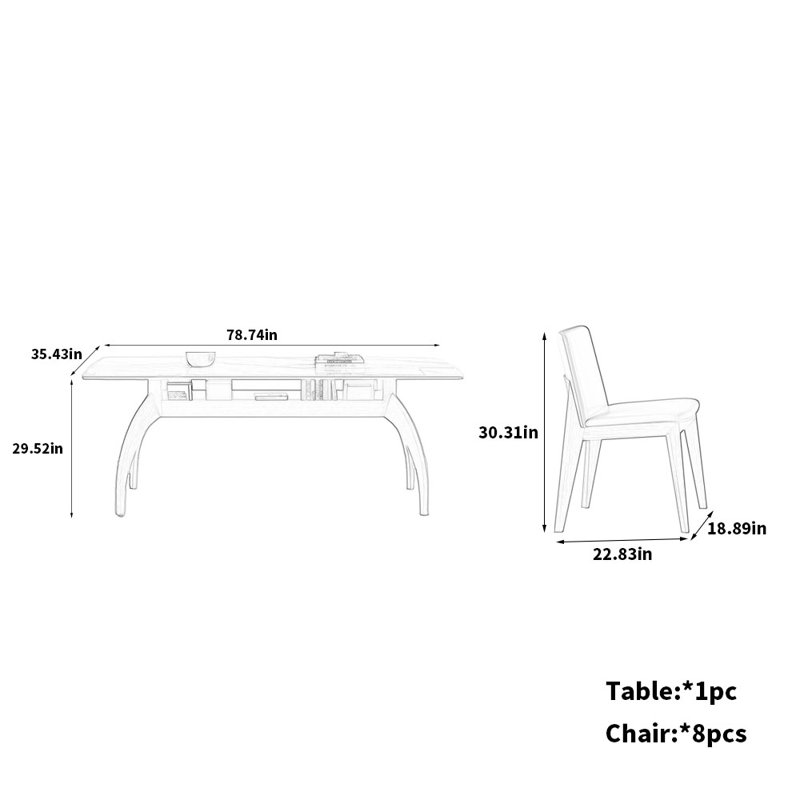Chaise en chêne classique, 9, H 29,52 po x L 78,74 po x l 35,43 po