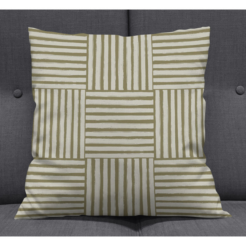 Throw Pillow With Insert, 16"H x 16"W, Brown Striped 4