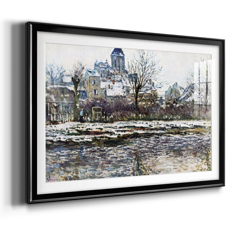 «Snow in Vetheuil», reproduction encadrée sur papier par Claude Monet, Noir, H 27 po x l 39 po x P 1,5 po