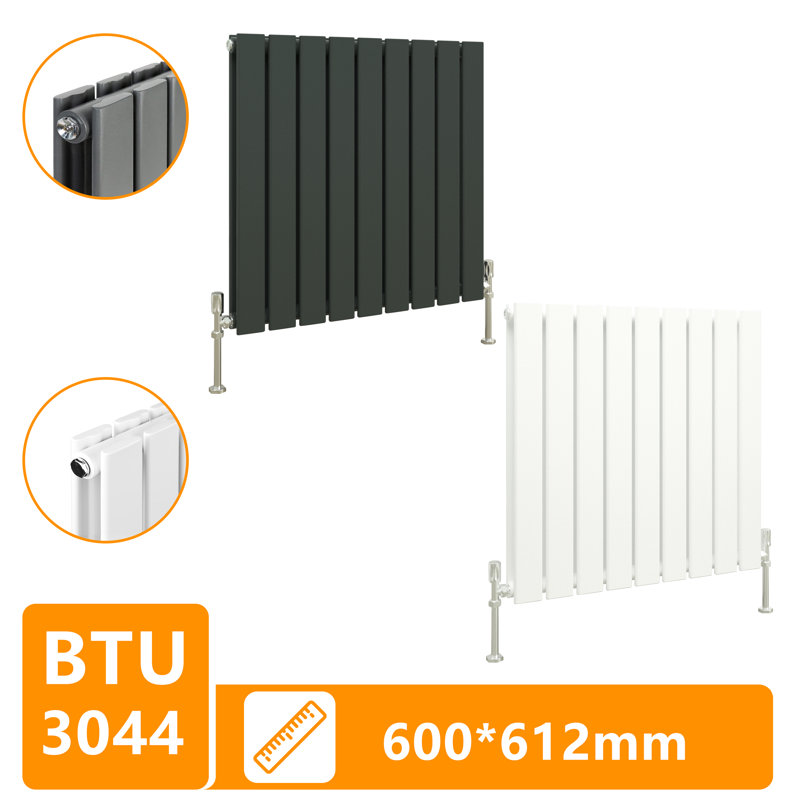 Flat Panel Central Heating Designer Radiator, 60cm H x 61.2cm W x 5.8cm D, Anthracite