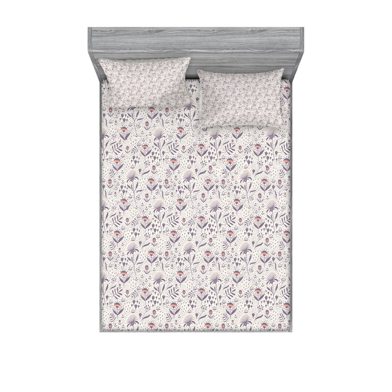 Microfiber Floral Sheet Set, Queen Sheet Set + Fitted Sheet + 2 Pillowcases, Animal