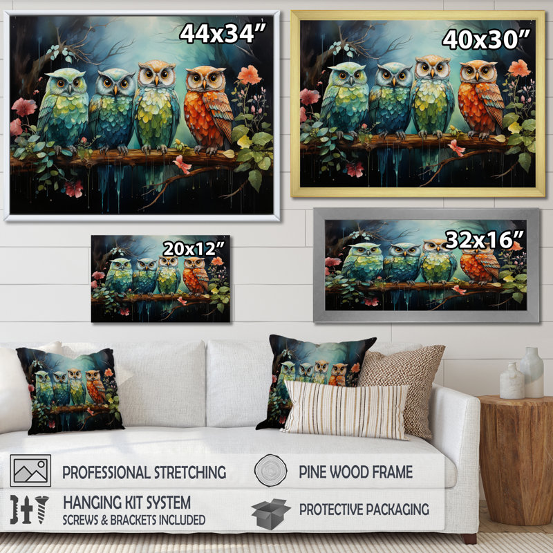 Native Art Guardians Of Forest, reproduction d'art sur toile, Toile tendue, H 16 po x l 32 po x P 1 po