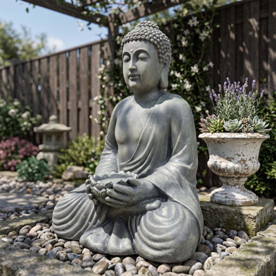 Weatherproof Magnesium Oxide Buddha Statue for Outdoor and Indoor Decor, Exquisite Detail and Lightweight Design