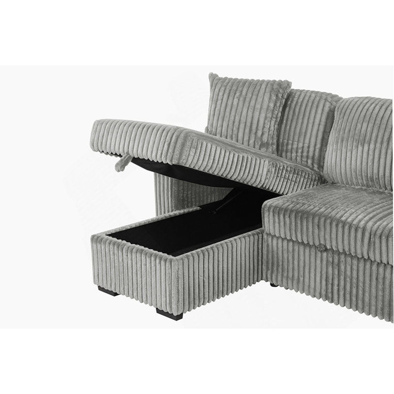 Canapé modulaire moelleux avec canapé-lit en velours, Velours gris velours