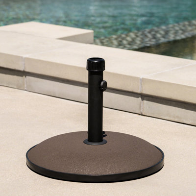 Robuste porte-parapluie en béton, poids de 33 lb, brun, pouvant accueillir des parapluies jusqu'à 5 pieds, 17,41 x 17,41 x 13,23 pouces, fabrication, supports de montage