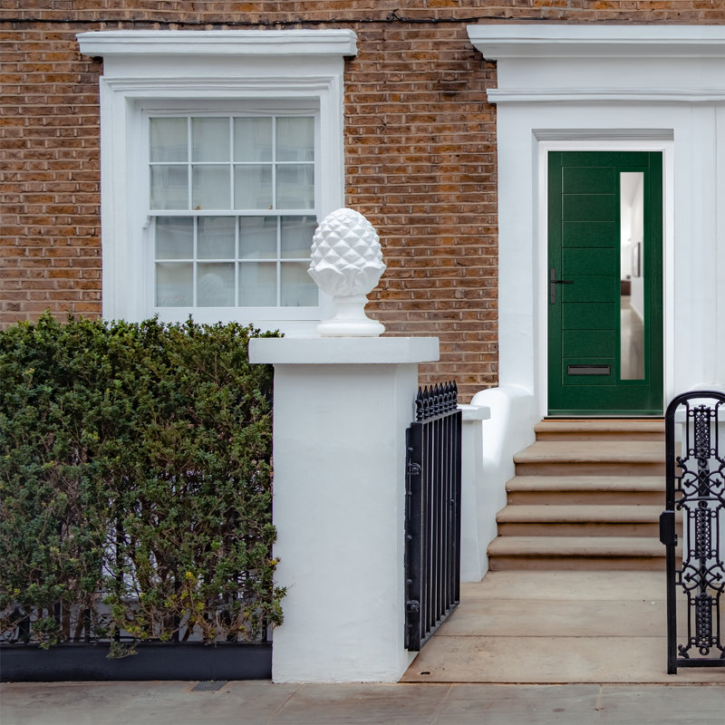 Crystal GRP Front door Monza Right Slate Grey 920mm x 2090mm Open in Right hand Clear Glass, 89mm x 209mm, Right, Green