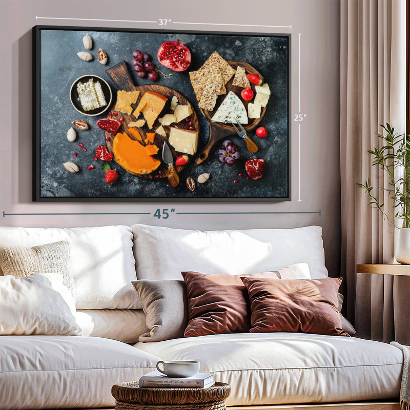 «Servings Of Cheese And Fruits», reproduction sur toile, H 25 po x l 37 po