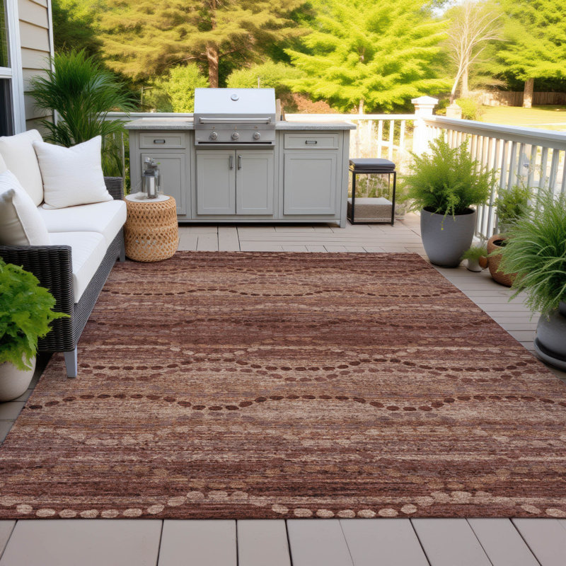 Tapis paprika Xhevrie intérieur / extérieur lavable à la machine, Rectangle 10 pi x 14 pi