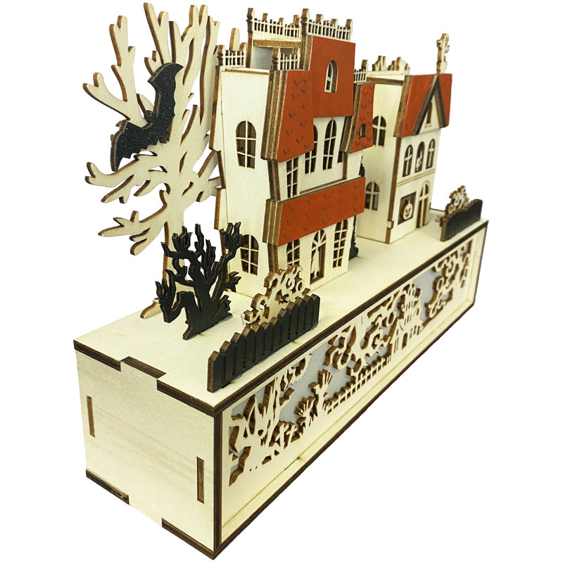 12" Lighted Halloween Town