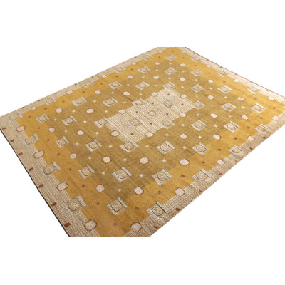Scandinavian Hand Knotted Wool Geometric Area Rug