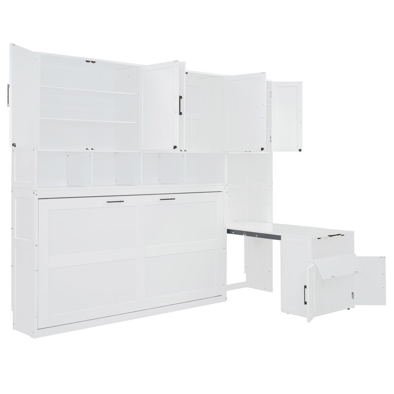 Lit escamotable mural avec placard, tiroirs et bureau Murphy