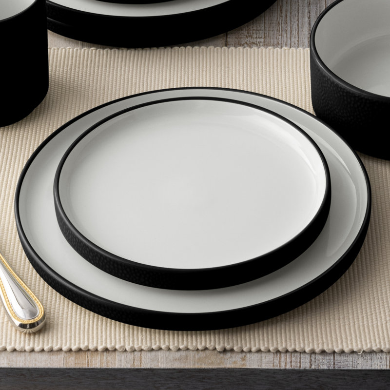 Noritake Colortex Stone Stax Dinner Plates, 9-3/4", Black