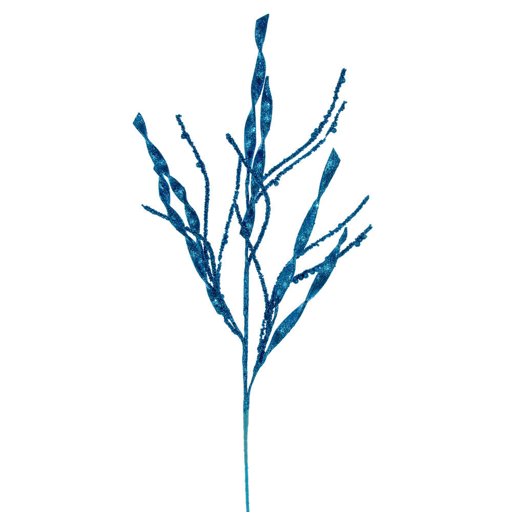 Wavy Glitter Floral Stems, Turquoise Blue