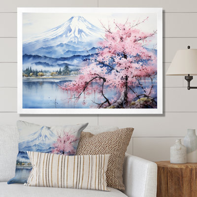Cherry Blossom Lake au Japon - salon d'art mural Cherry Blossom