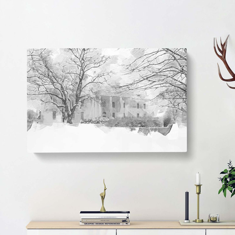 Wintertime View Of The White House In Abstract - Wrapped Canvas, 50cm H x 76cm W x 3cm D
