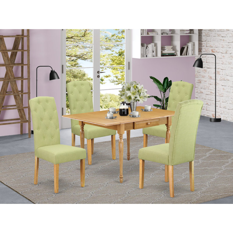 Plateau de table en bois massif avec table de salle à manger Dropleaf, Chêne brun naturel, Vert citron