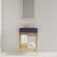 Meuble-lavabo de 24 po avec lavabo en céramique, ensemble de lavabo console sur pied, lavabo rectangulaire en céramique mauve brillant sans robinet, pieds en métal ouverts, tablettes de rangement
