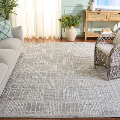 Wigbrecht Abstract Hand Tufted Wool Cotton Geometric Rug in Ivory/Grey