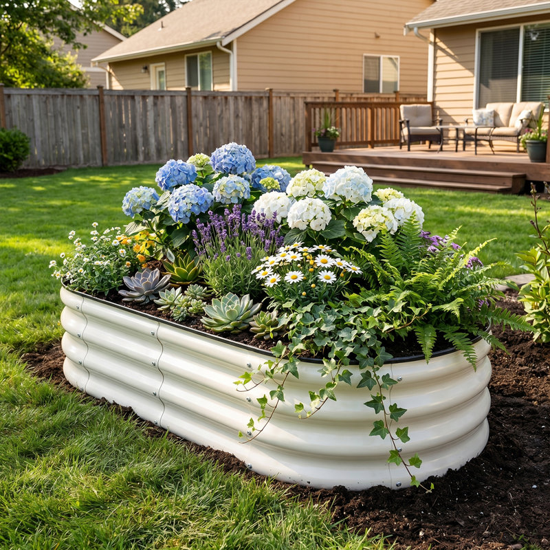 12" Tall 4x2 ft (2 Pcs) Module Metal Raised Garden Bed, White