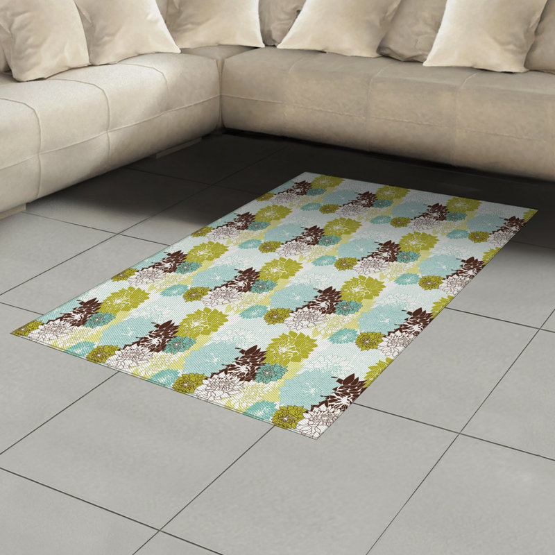 Floral High Density Long Fiber Poly Threads Decorative Area Rug Carpet, Rectangle 4' x 5'8"