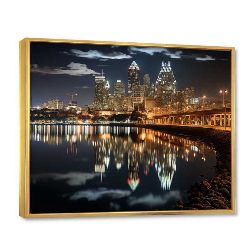 «San Diego Beautiful Beach View Cityscape», art mural San Diego, H 30 po x l 40 po, Cadre flottant doré