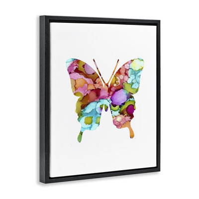 Bold Patterned Butterfly  Framed Floater Canvas Wall Art by Lisa Nohren