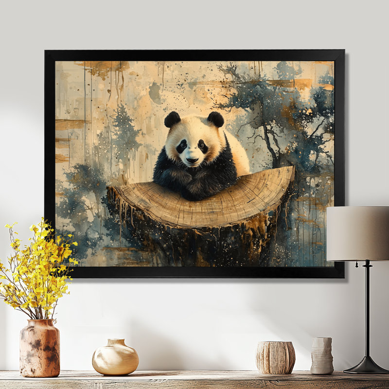 «Panda Portrait In Bamboo Forest II», art mural sur toile Panda, H 30 po x l 40 po, Reproduction d'une seule photo avec cadre