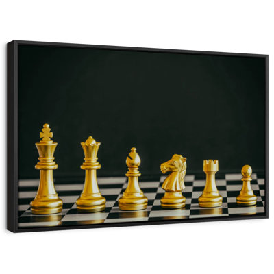 " Golden Chess Pieces Wall Art "