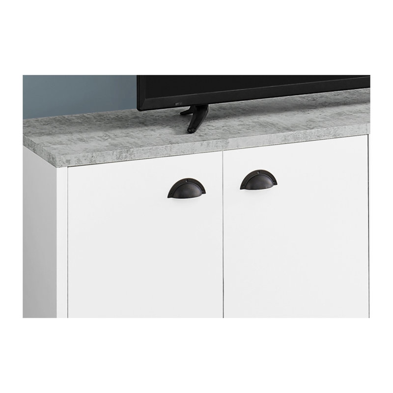 Meuble télé blanc et gris avec tablette réglable