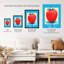 Wall Art Print Single Strawberry Fruit in Ice Frame Vibrant Red Painting Poster