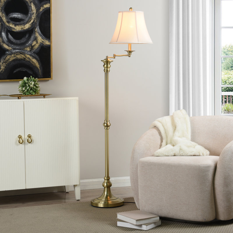 Annarae 62'' Swing Arm Floor Lamp, Antique Brass