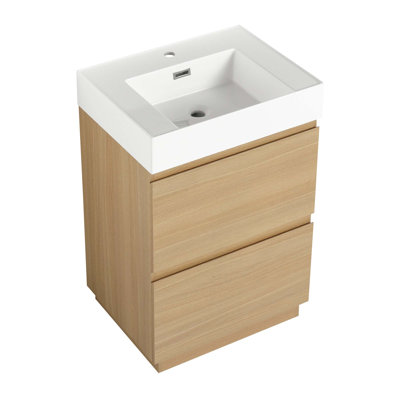 Meuble-lavabo moderne avec lavabo simple encastré et 2 tiroirs
