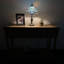 Mini lampe de table Liffette Tiffany en vitrail bleu l 8 po x P 8 po x H 15 po