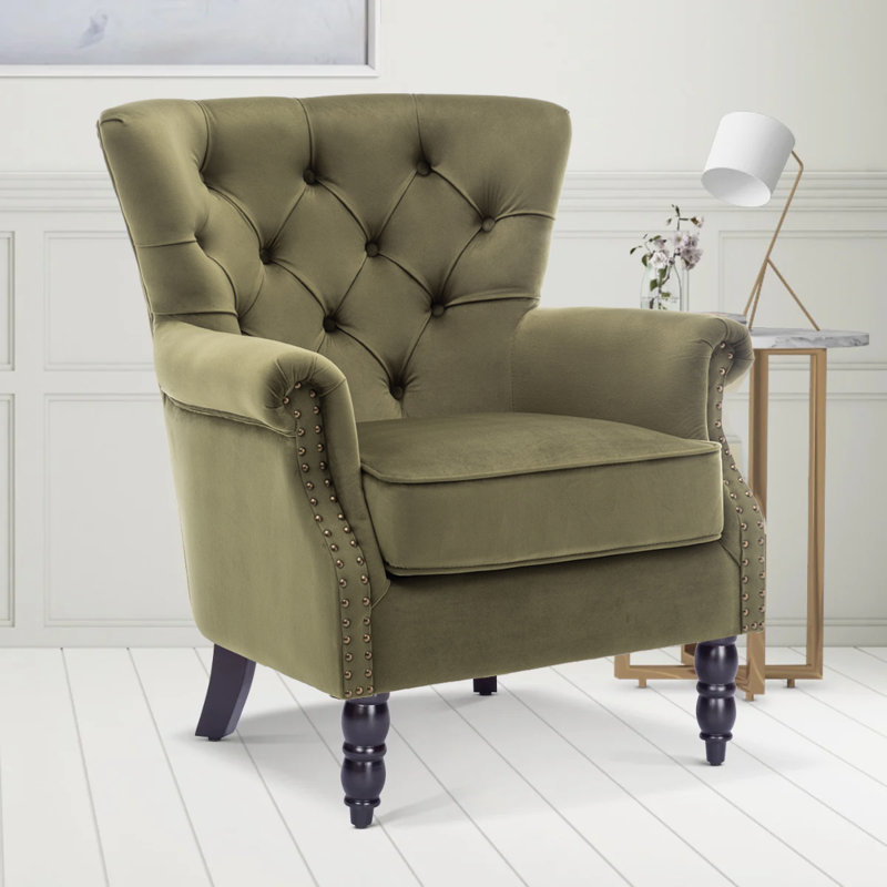 Liana Harmonsburg Accent Wingback Chair, Velvet, Sage Green