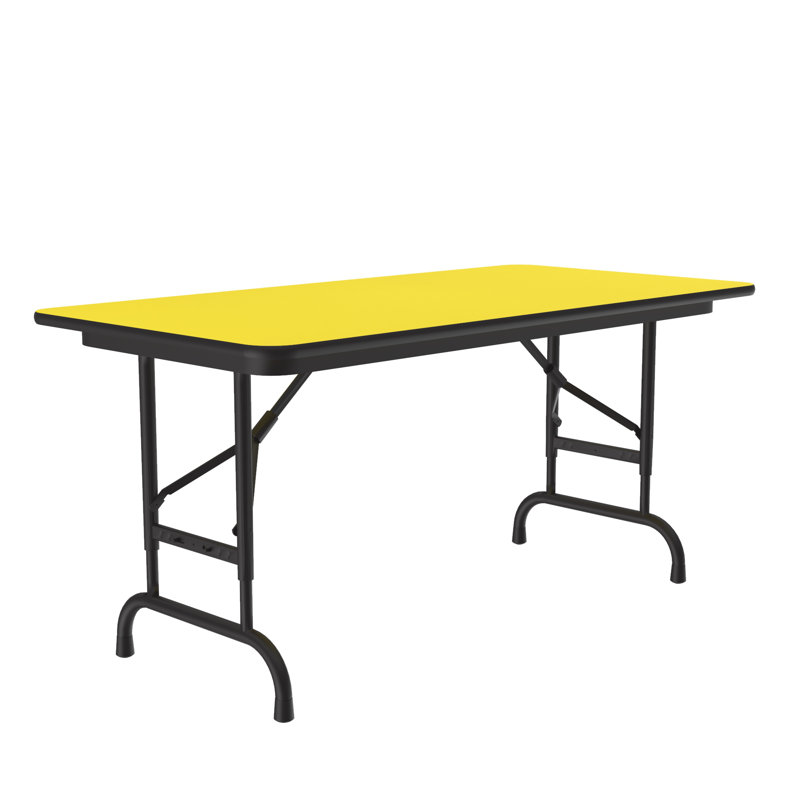 Table pliante rectangulaire réglable, Jaune, H 32 po x L 72 po x P 24 po