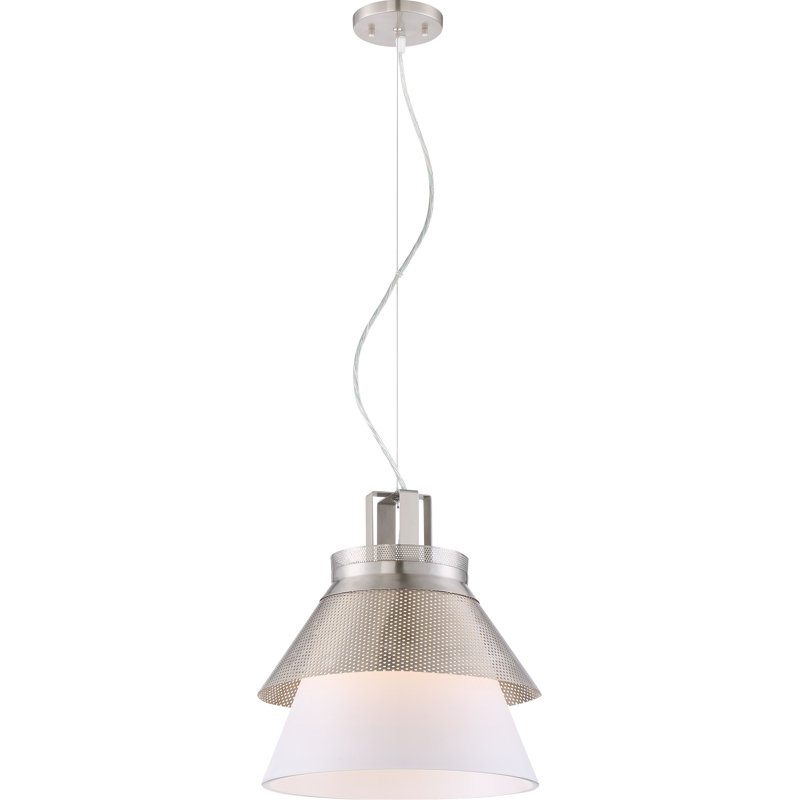 Luminaire suspendu conique à 1 lumière Ophiuchus, Nickel brossé