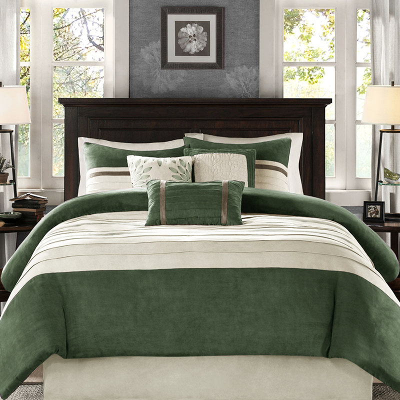 Édredon très grand pourpre - 7 pièces en faux suède, motif à motif, coussins décoratifs, taies décoratives assorties, suède en fer à vapeur, tissu doux, broderie froissée