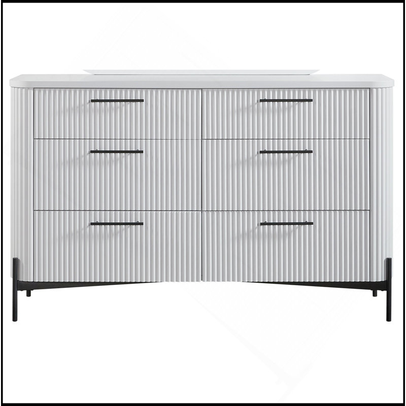 Commode 6 tiroirs - Blanc, Blanc