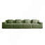 Canapé d'angle moderne modulaire 4 places en velours côtelé avec coussins décoratifs - Vert
