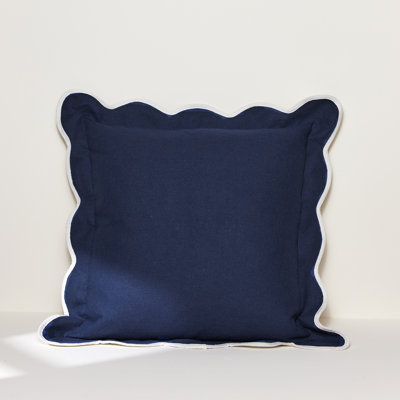 Coastal Chic Scalloped Edge Pillow Cover Dark Linen/Black 1Pc