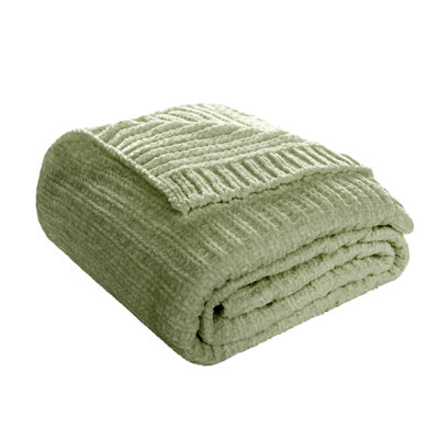 Soft Lightweight Reversible Chenille Knit Throw Blanket