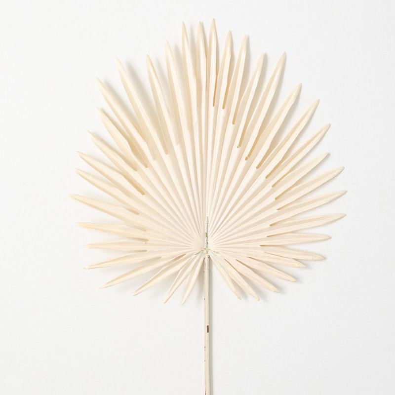 Cream Plastic Artificial Palm Leaf Spray