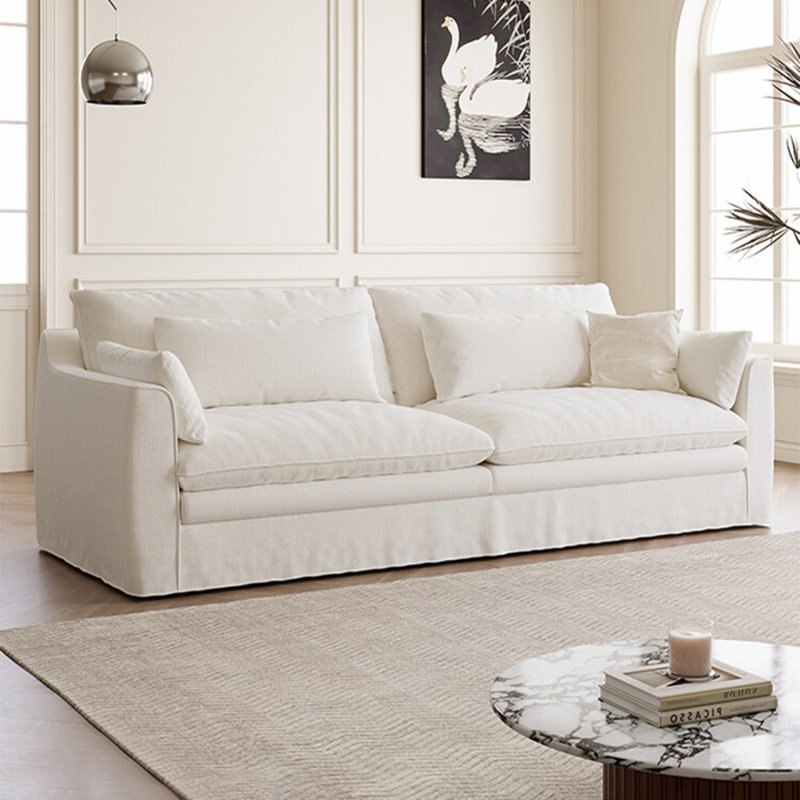 Canapé modulaire moderne en lin de coton blanc crème, H 35,43 po x l 78,74 po x P 42,13 po