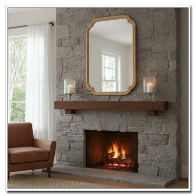20" X 30" Solid Wood Frame Rounded Corner Decorative Mirror
