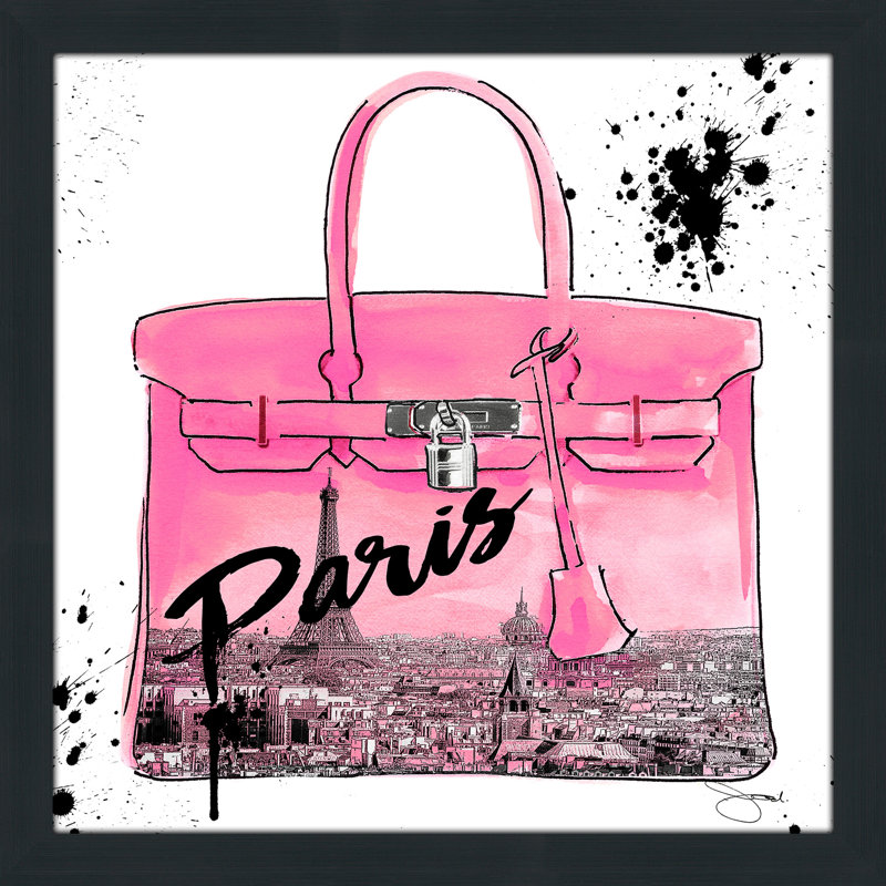 «Pink Paris», reproduction d'impression encadrée, H 31,5 po x l 31,5 po x P 1 po, Cadre noir