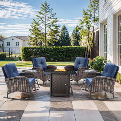 7 Piece Outdoor Multiple Chairs Seating Group With Cushions